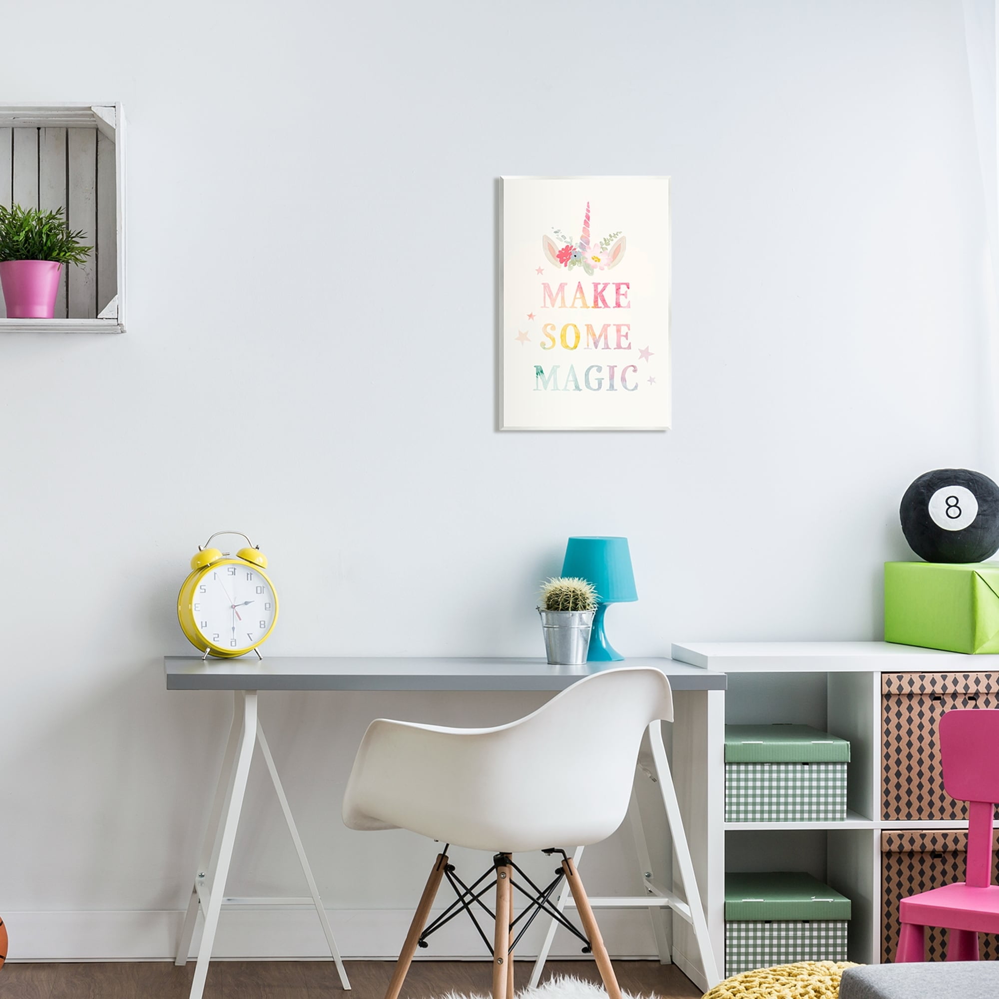 Stupell Industries Make Some Magic Unicorn Horn Flower Blossoms Graphic Art Unframed Art Print Wall Art, Design by Victoria Barnes