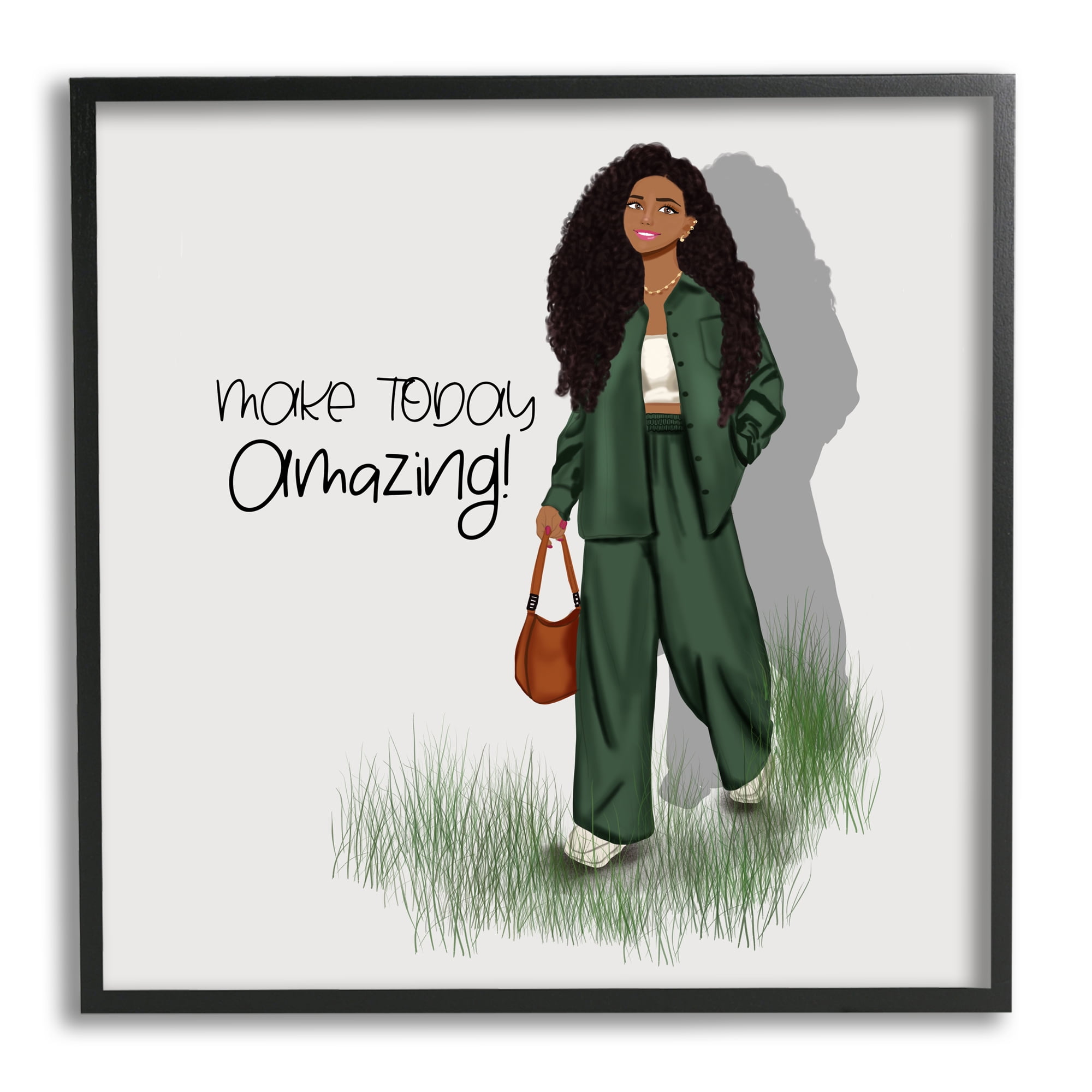 Stupell Industries Make Today Amazing Fashionista Abstract Painting Black Framed Art Print Wall Art, 17 x 17