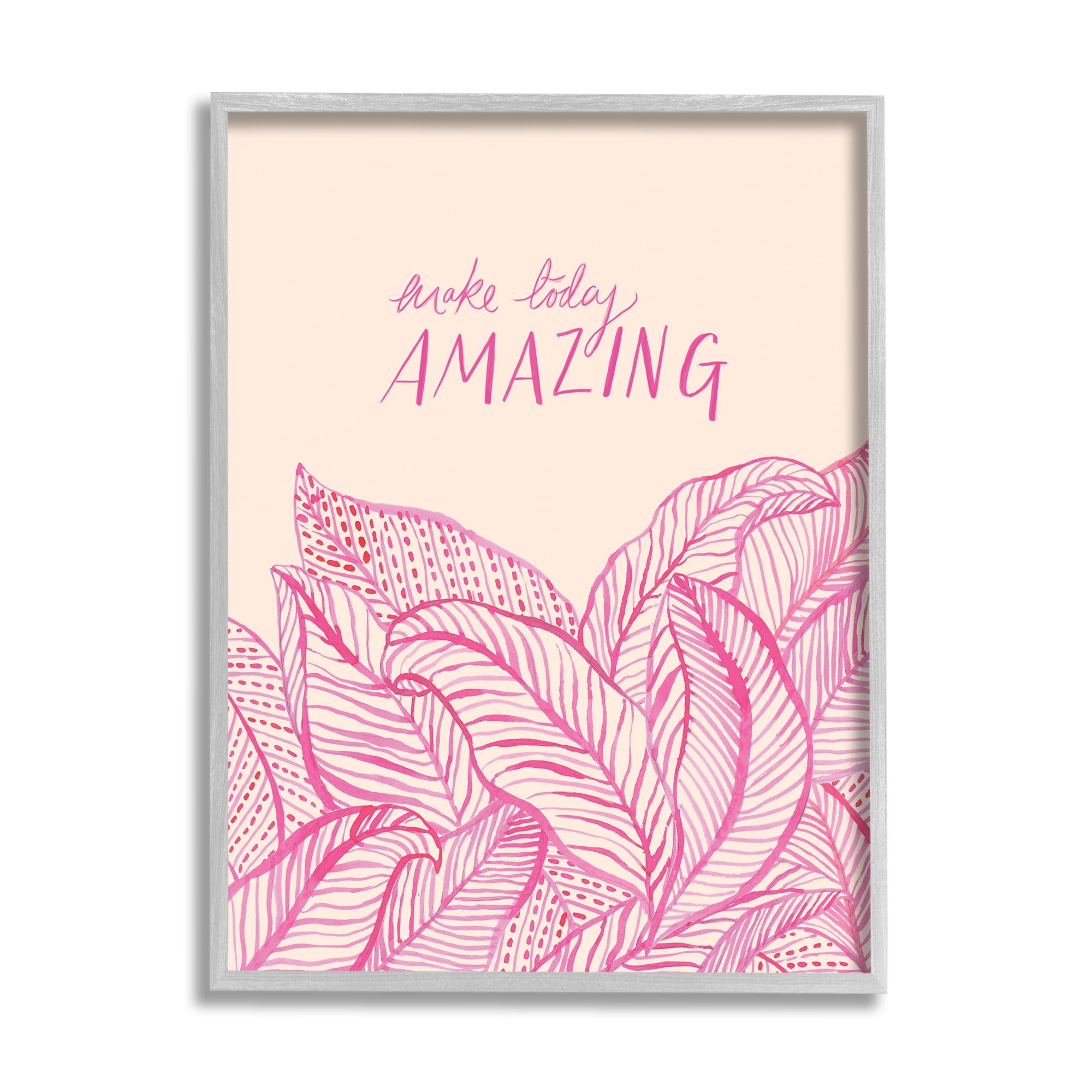 Stupell Industries Make Today Amazing Sentiment Pink Fern Leaves, 16 x 20, Designed by Heather McLaughlin
