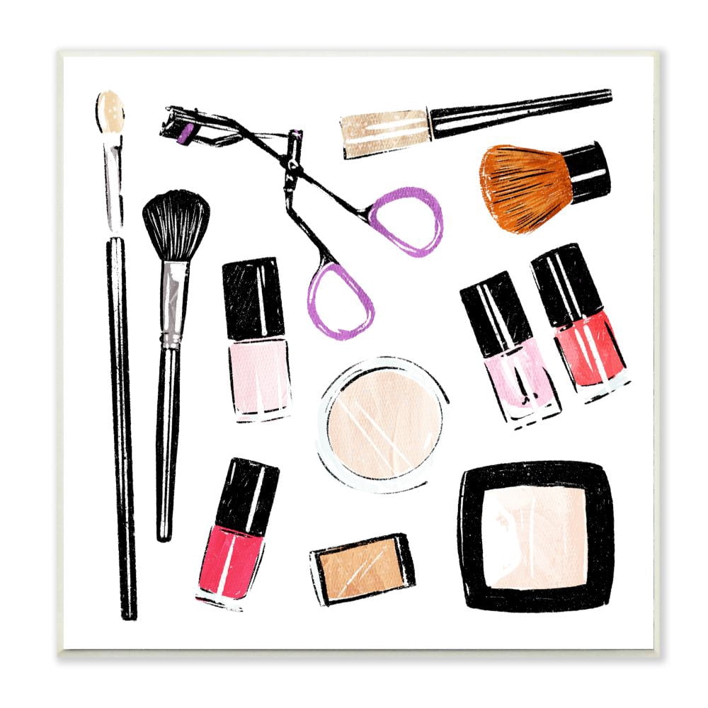 Stupell Industries Make Up Tools Beauty Fashion Glam Design Wall Plaque by Milli Villa