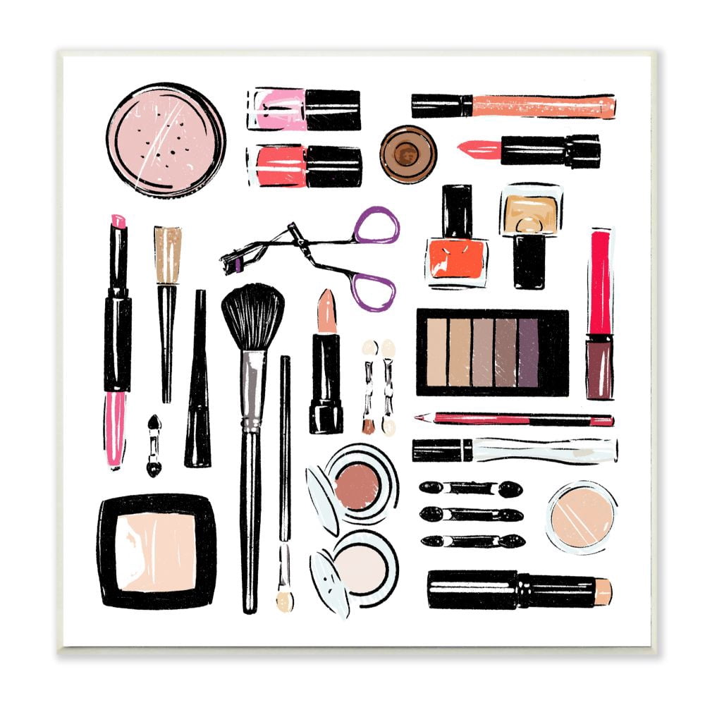 Stupell Industries Make Up Tools Beauty Glam Fashion Design Wall Plaque by Milli Villa, 12" x 12", Wall Plaque