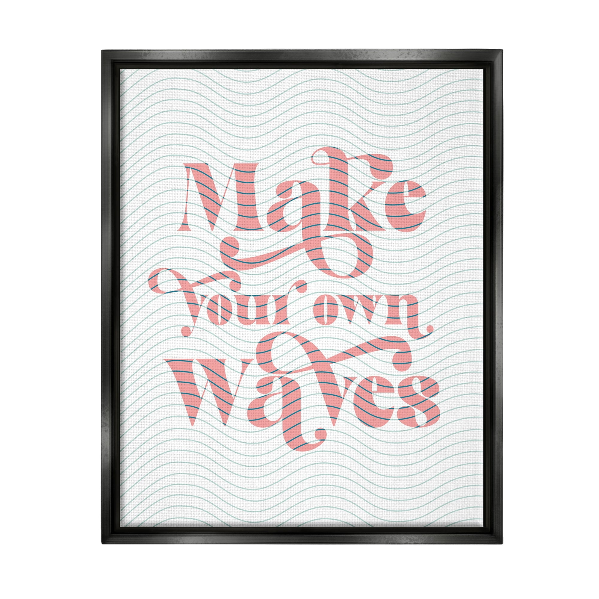 Stupell Industries Make Your Own Waves Groovy Patterned Stripes Graphic Art Jet Black Floating Framed Canvas Print Wall Art, Design by Daphne Polselli