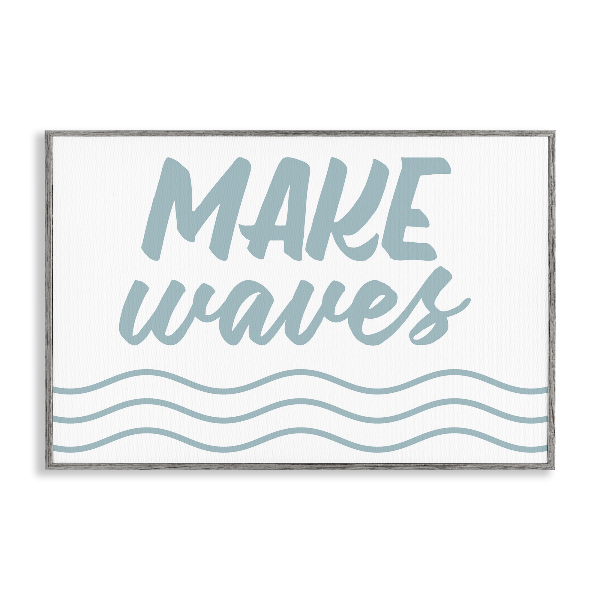 Stupell Industries Make Waves on White Typography Painting Gray Framed Art Print Wall Art, 18 x 12