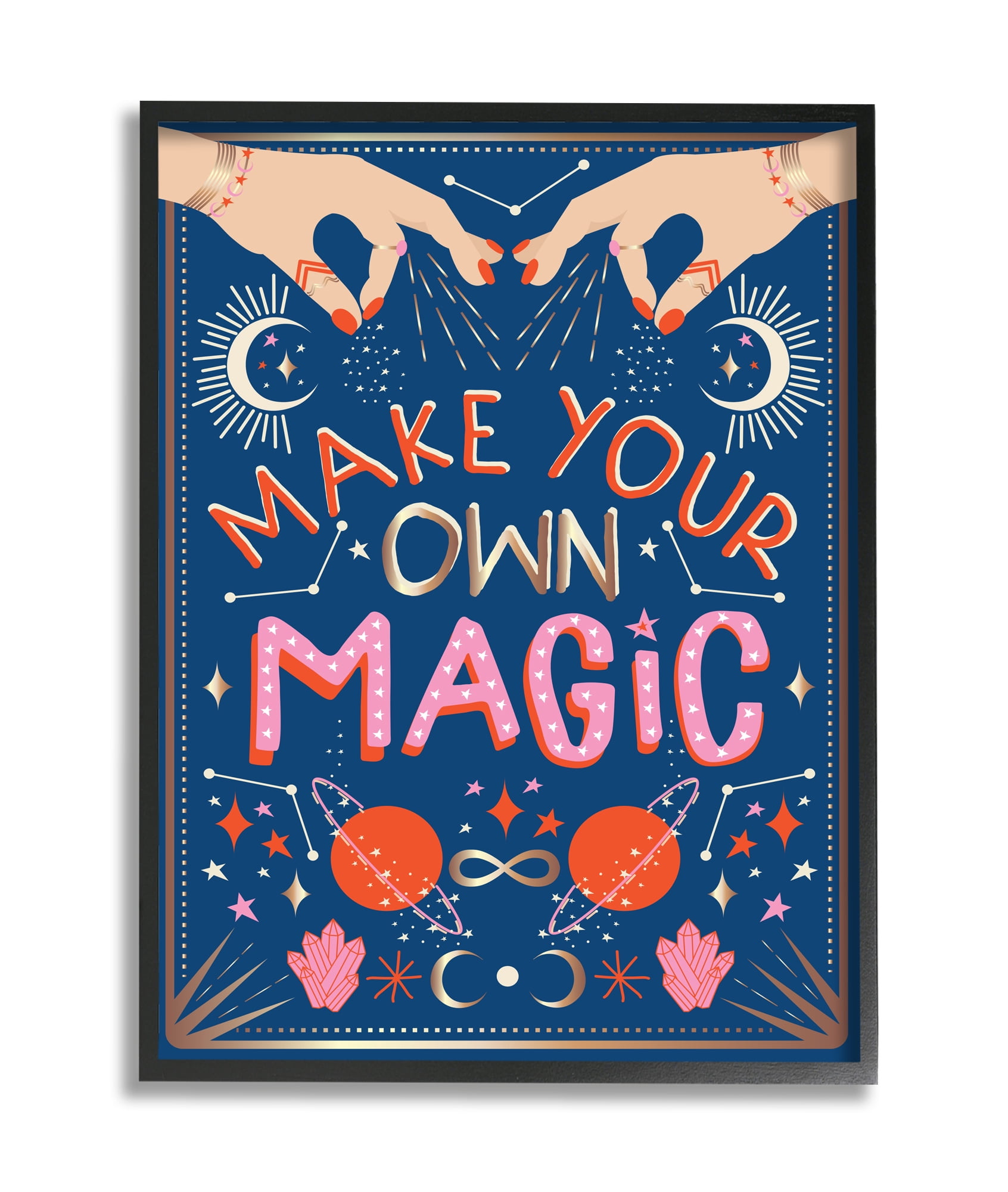Stupell Industries Make Your Magic Phrase Fashion Hands and Constellations Black Framed, 16 x 20, Design by Hannah Heemsbergen