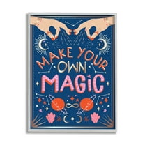 Stupell Industries Make Your Magic Phrase Fashion Hands and Constellations Grey Framed, 16 x 20, Design by Hannah Heemsbergen