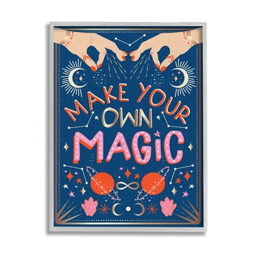 Stupell Industries Make Your Magic Phrase Fashion Hands and Constellations Grey Framed, 16 x 20, Design by Hannah Heemsbergen