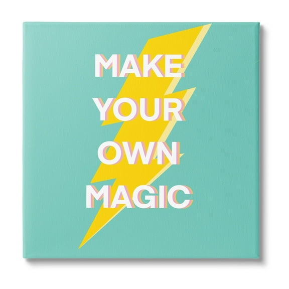 Stupell Industries Make Your Own Magic Lightning Bolt Inspirational Painting Gallery Wrapped Canvas Print Wall Art