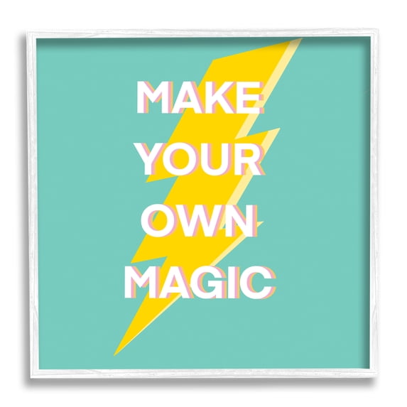 Stupell Industries Make Your Own Magic Lightning Bolt Inspirational Painting White Framed Art Print Wall Art