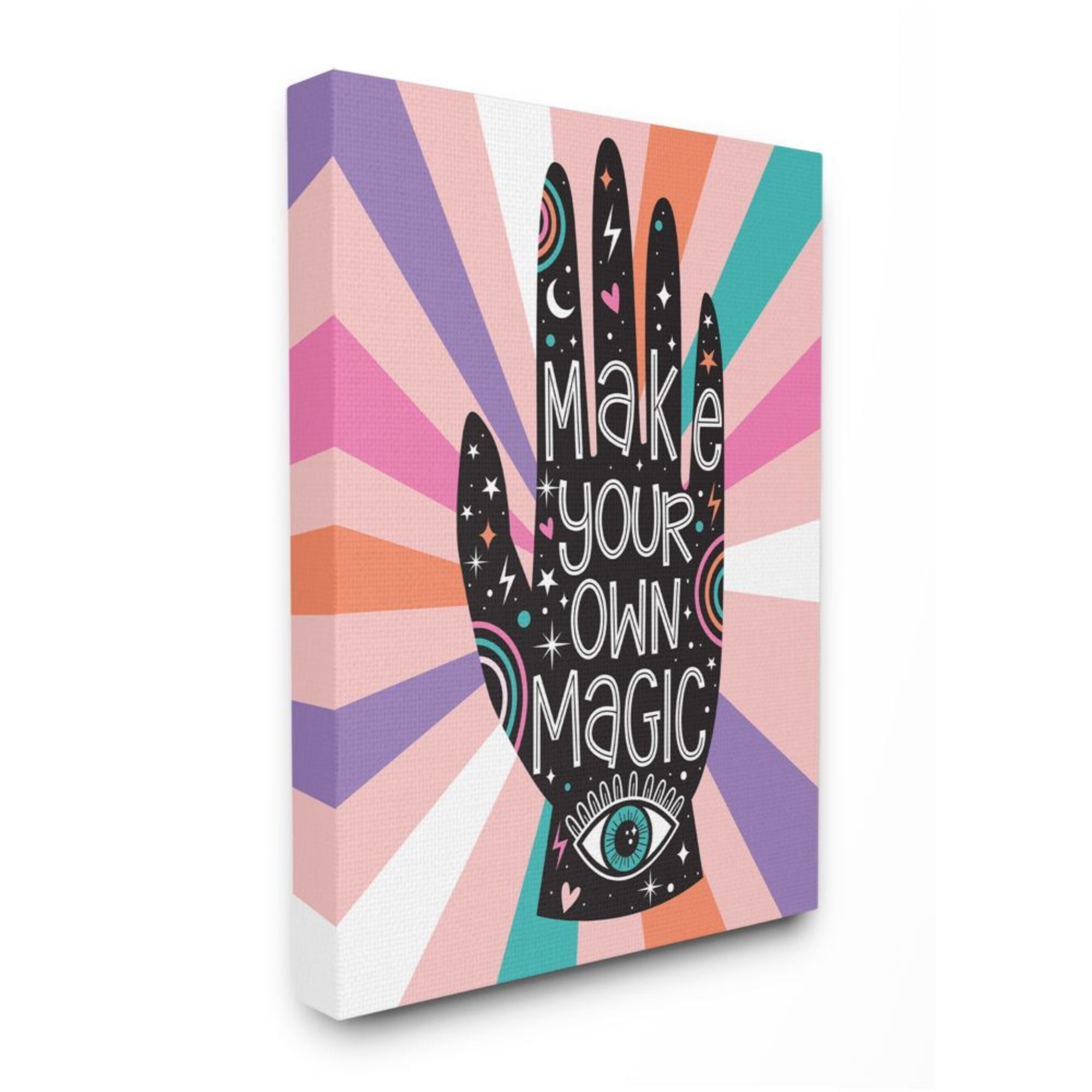Stupell Industries Make Your Own Magic Phrase Colorful Pink Stripes Design by Ilis Avilés, 36" x 48"