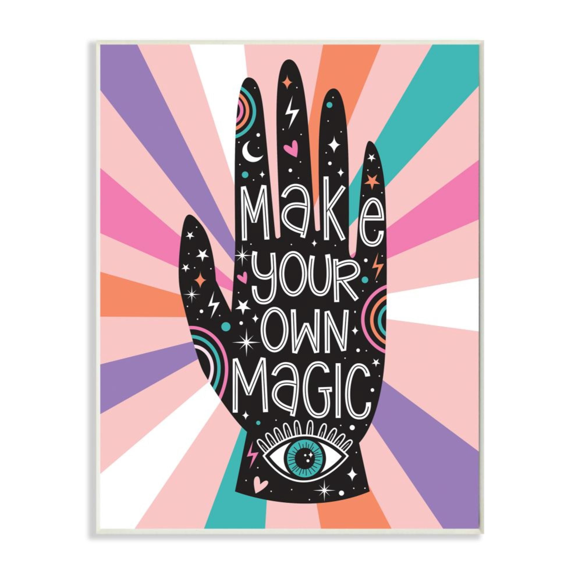 Stupell Industries Make Your Own Magic Phrase Colorful Pink Stripes Design by Ilis Avilés