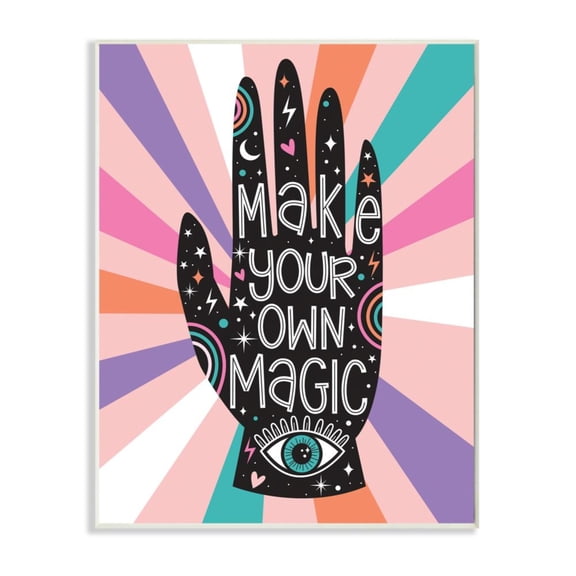 Stupell Industries Make Your Own Magic Phrase Colorful Pink Stripes Design by Ilis Avilés
