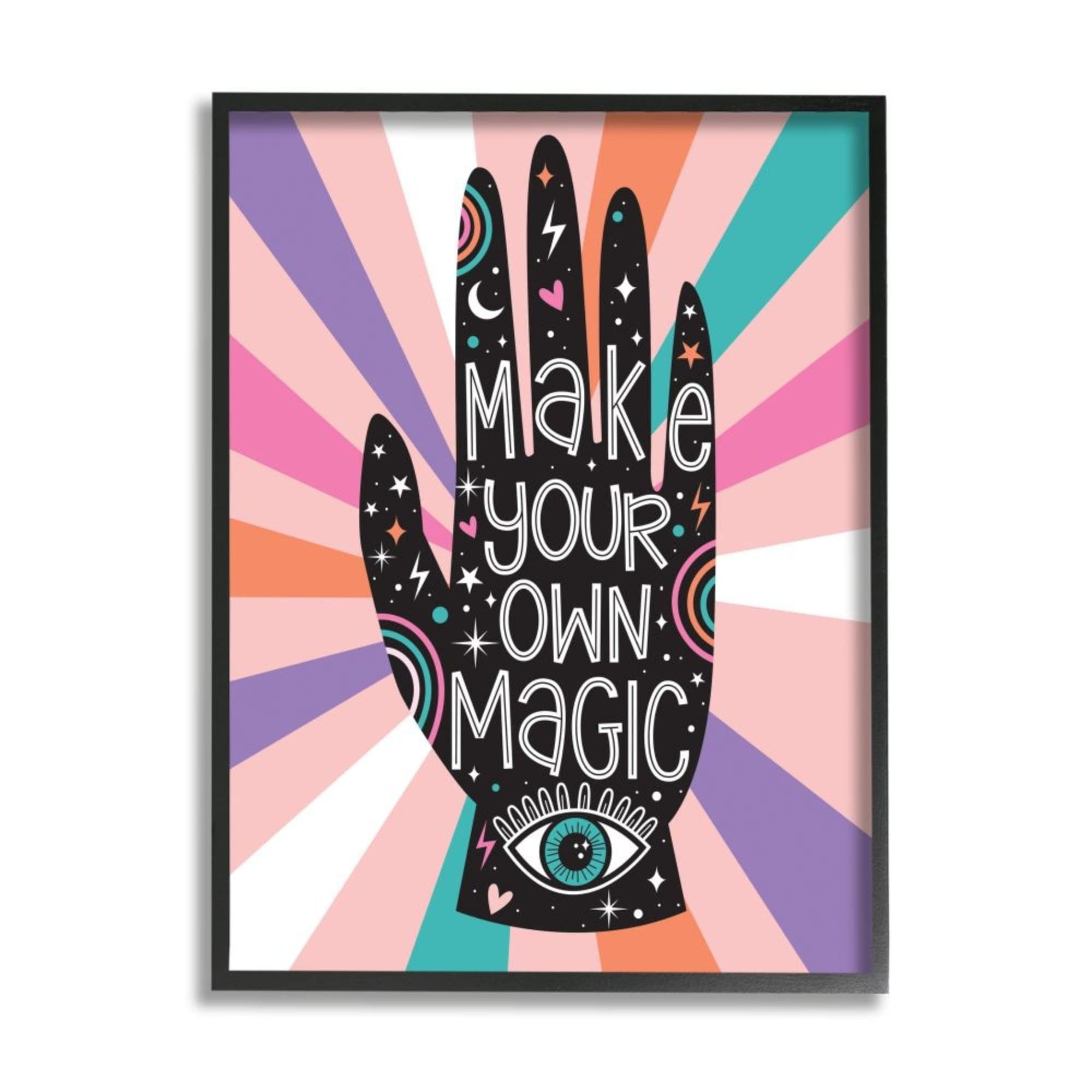 Stupell Industries Make Your Own Magic Phrase Colorful Pink Stripes Design by Ilis Avilés