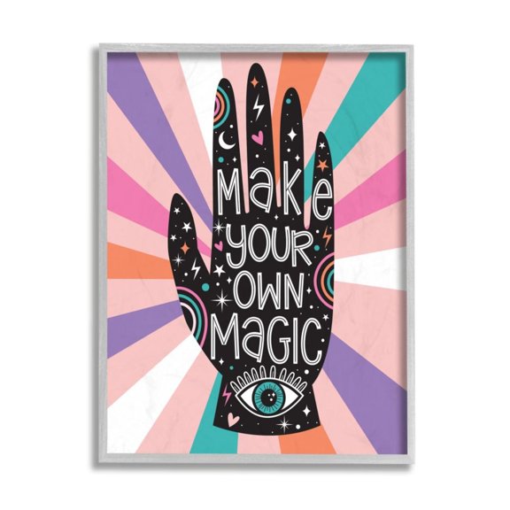 Stupell Industries Make Your Own Magic Phrase Colorful Pink Stripes Design by Ilis Avilés