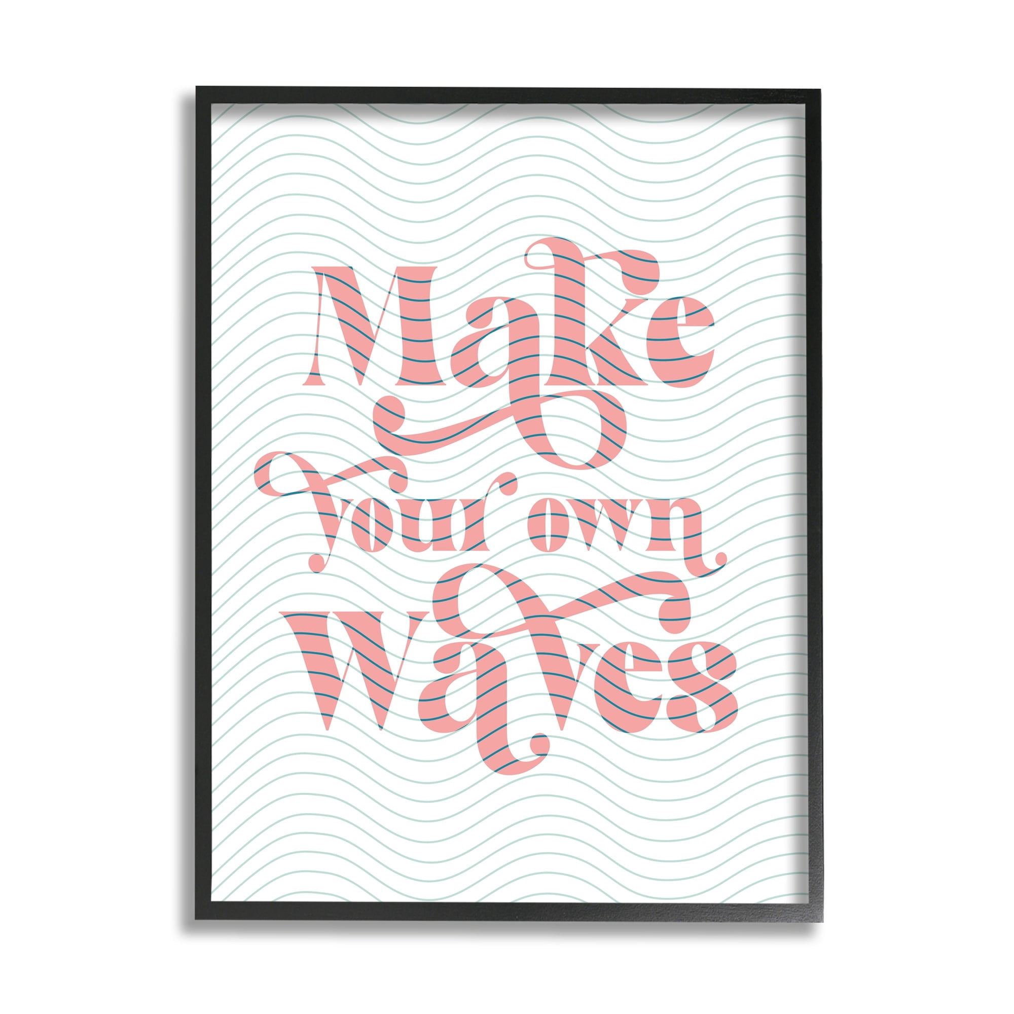 Stupell Industries Make Your Own Waves Groovy Patterned Stripes Graphic Art Black Framed Art Print Wall Art, Design by Daphne Polselli