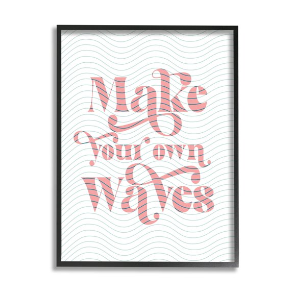 Stupell Industries Make Your Own Waves Groovy Patterned Stripes Graphic Art Black Framed Art Print Wall Art, Design by Daphne Polselli