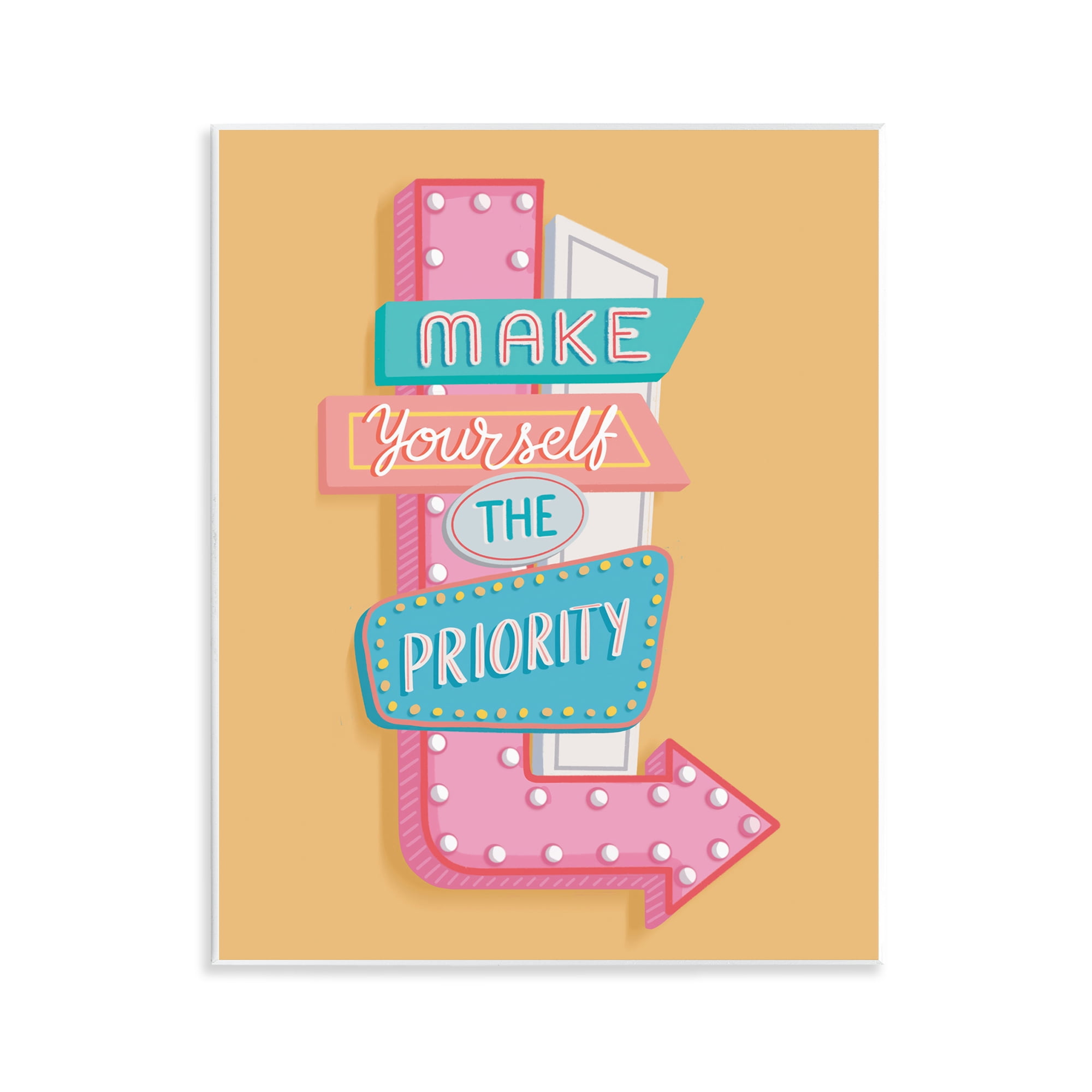 Stupell Industries Make Yourself The Priority Text & Numbers Painting Unframed Art Print Wall Art, 11 x 14