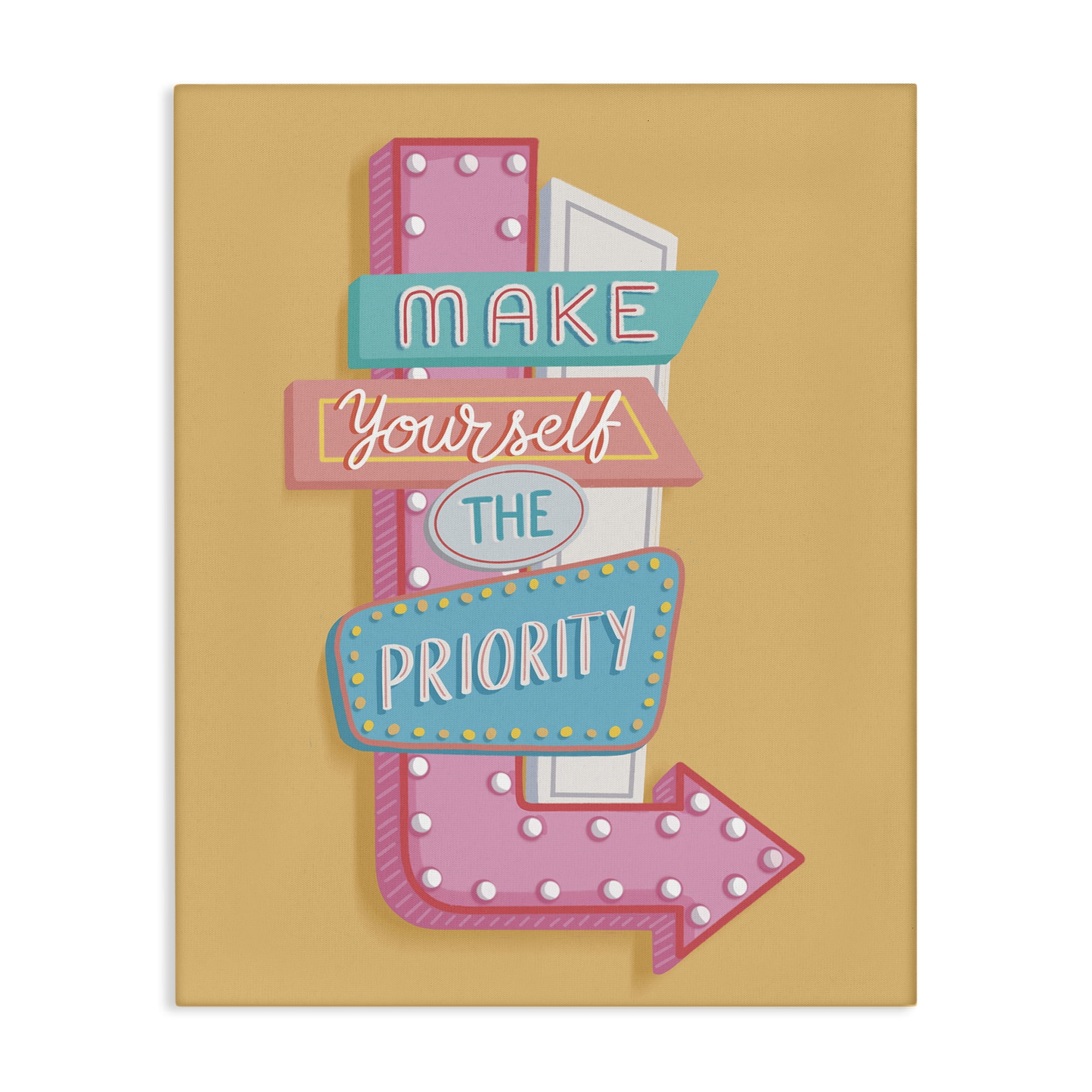 Stupell Industries Make Yourself The Priority Text & Numbers Painting Wrapped Canvas Art Print Wall Art, 30 x 40
