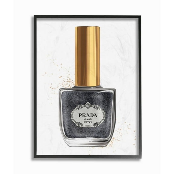 Stupell Industries Makeup Black Nail Polish Gold Fashion Design Framed Wall Art by Ziwei Li