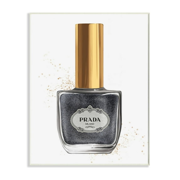 Stupell Industries Makeup Black Nail Polish Gold Fashion Design Wall Plaque by Ziwei Li