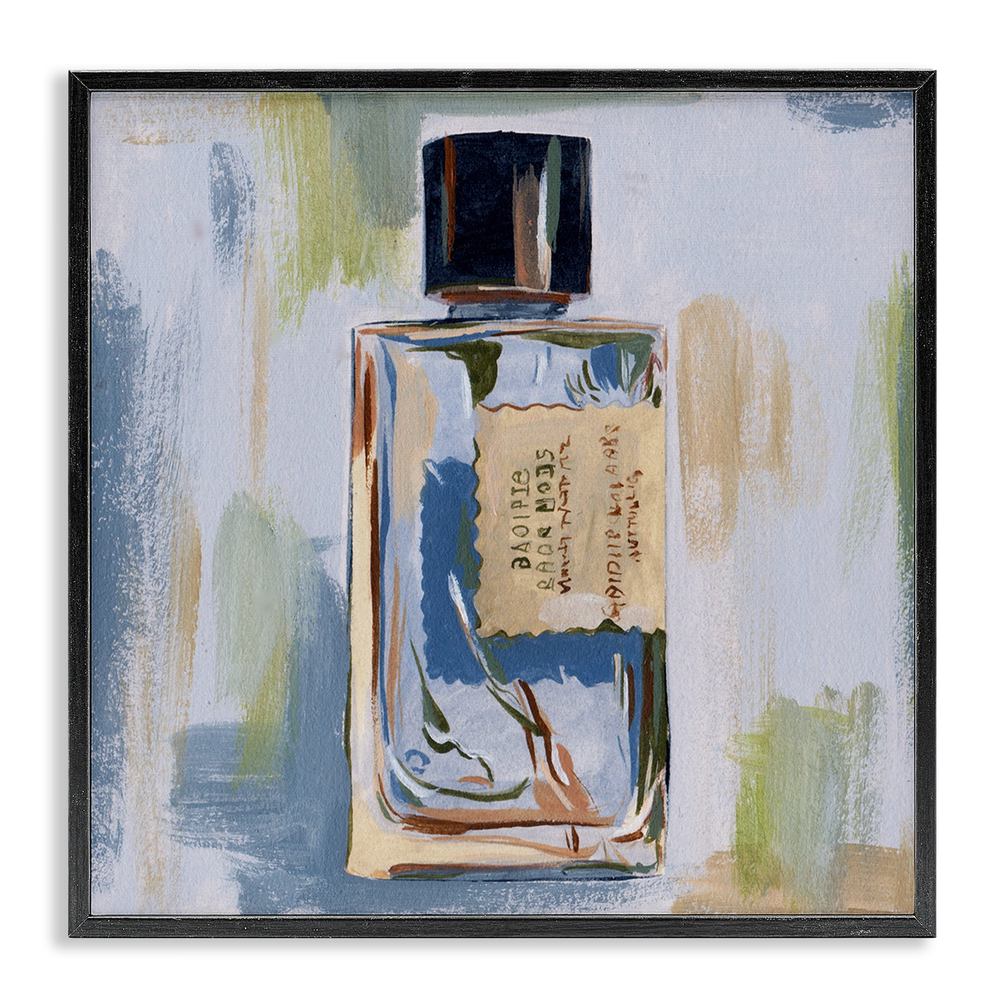 Stupell Industries Makeup Bottle Paint Strokes Fashion Painting Black Framed Art Print Wall Art, 17 x 17