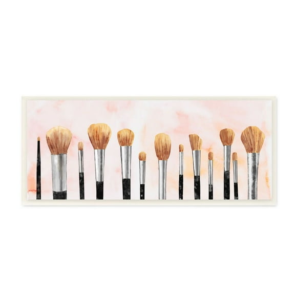 Stupell Industries Makeup Brush Collection Pink Fashion Painting Wall Plaque by Ziwei Li