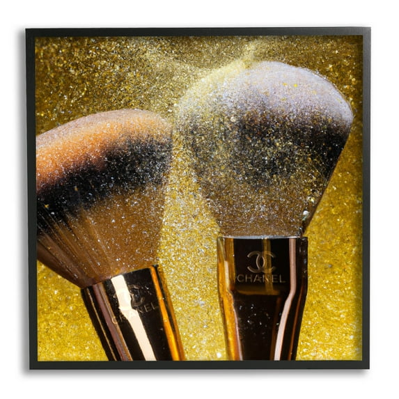 Stupell Industries Makeup Brush Glam Glimmer Graphic Art Black Framed Art Print Wall Art, Design by Ziwei Li