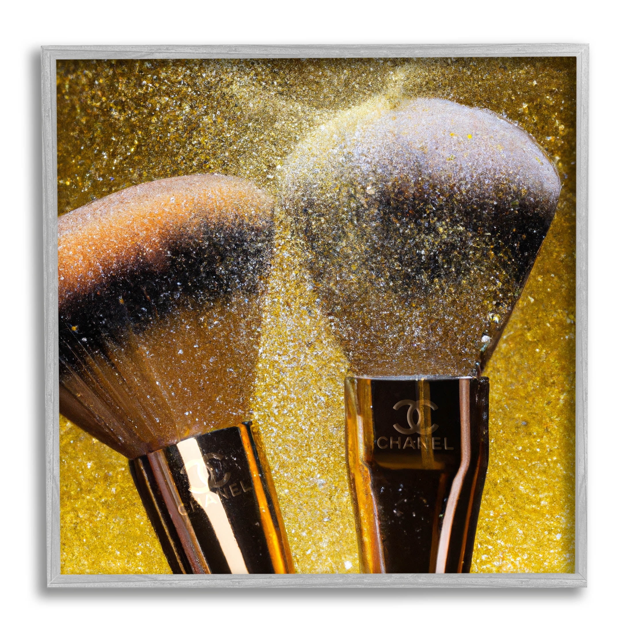Stupell Industries Makeup Brush Glam Glimmer Graphic Art Gray Framed Art Print Wall Art, Design by Ziwei Li