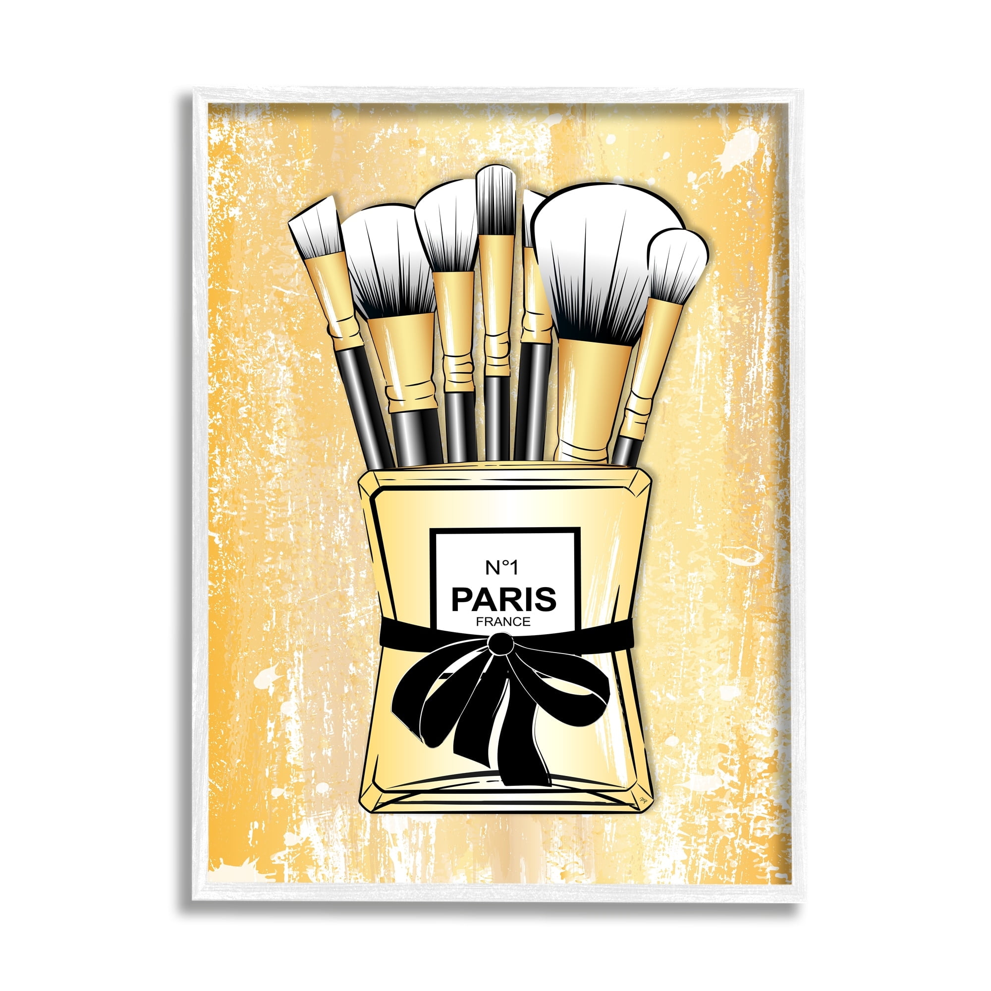 Stupell Industries Makeup Brushes Glam Perfume Beauty & Fashion Painting White Framed Art Print Wall Art