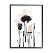 Stupell Industries Makeup Brushes Glam Tools Graphic Art Black Framed Art Print Wall Art, Design by Alison Petrie