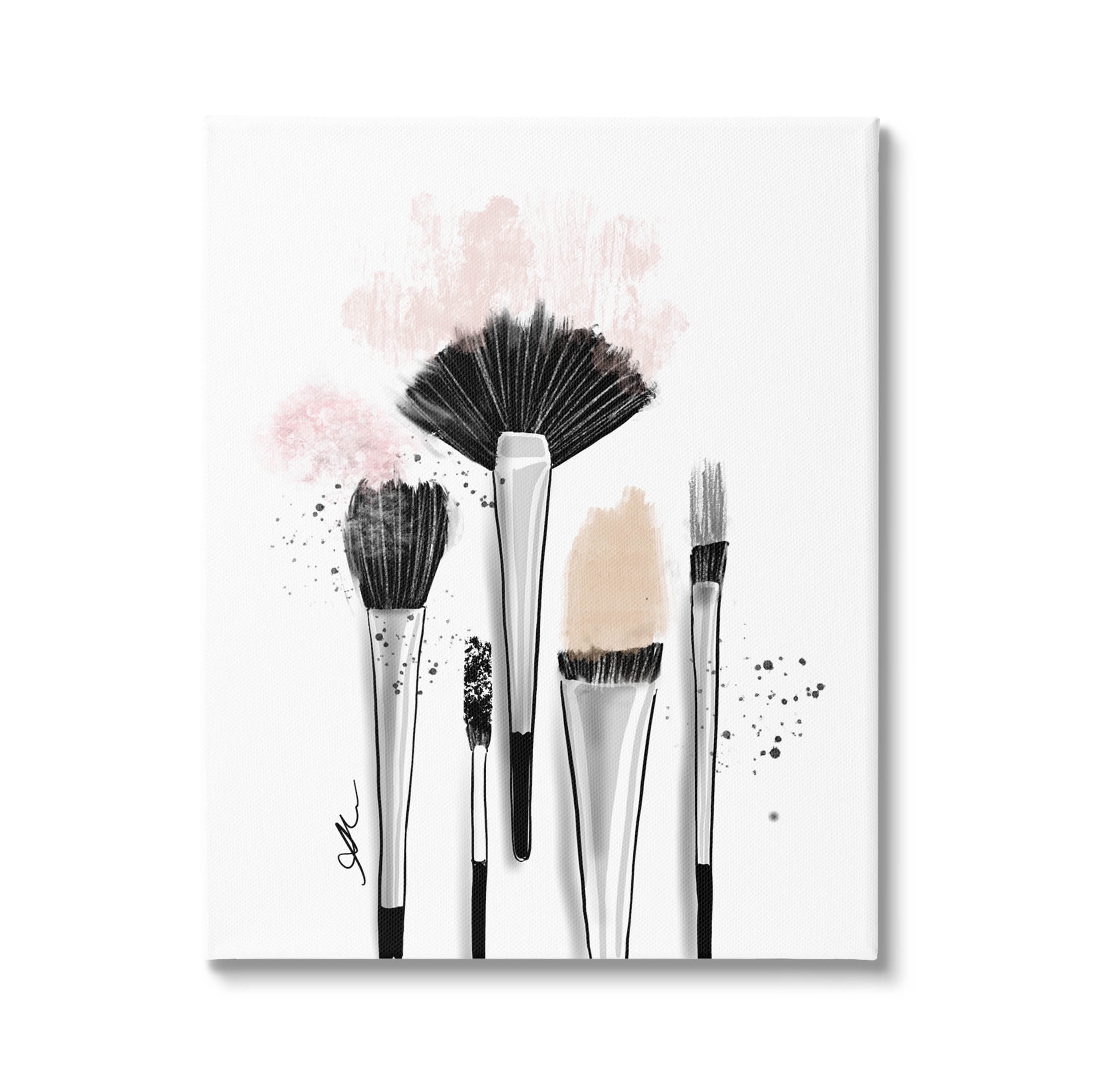 Stupell Industries Makeup Brushes Glam Tools Graphic Art Gallery Wrapped Canvas Print Wall Art, Design by Alison Petrie