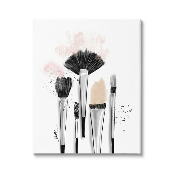 Stupell Industries Makeup Brushes Glam Tools Graphic Art Gallery Wrapped Canvas Print Wall Art, Design by Alison Petrie