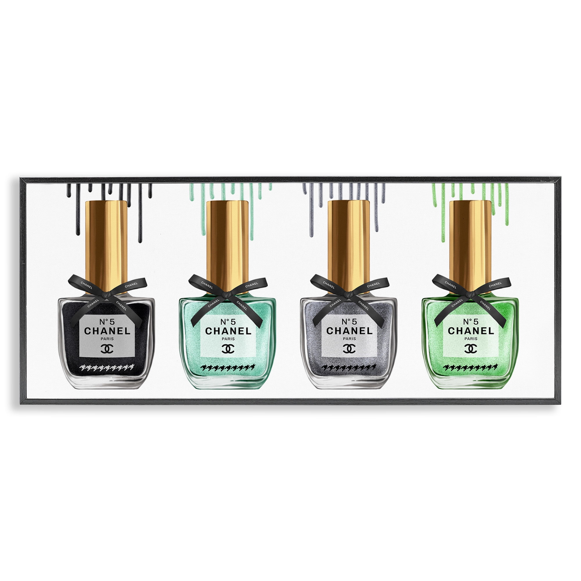 Stupell Industries Makeup Collection Nail Polish Beauty & Fashion Painting Black Framed Art Print Wall Art, 24 x 10
