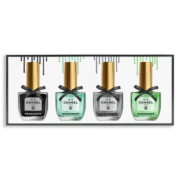 Stupell Industries Makeup Collection Nail Polish Beauty & Fashion Painting Black Framed Art Print Wall Art, 24 x 10