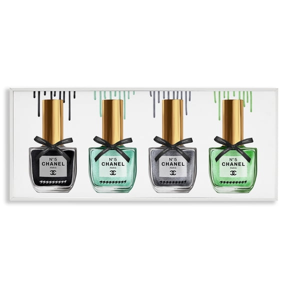 Stupell Industries Makeup Collection Nail Polish Beauty & Fashion Painting White Framed Art Print Wall Art, 30 x 13