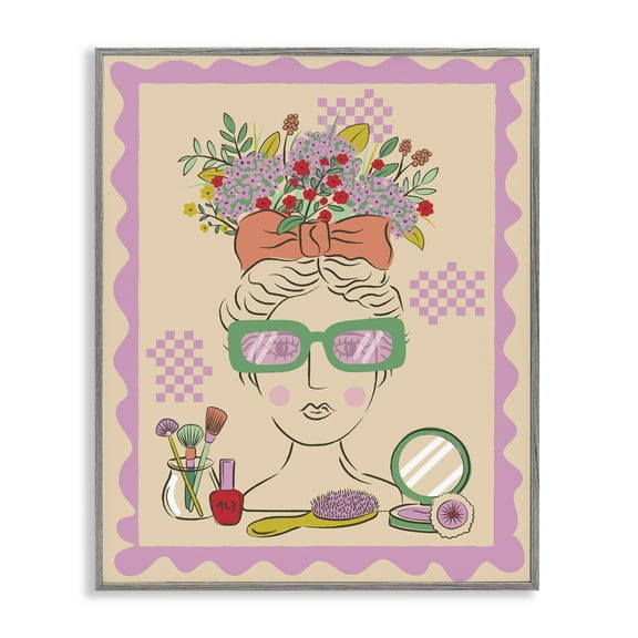 Stupell Industries Makeup & Fashion Boudoir People Painting Gray Framed Art Print Wall Art, 11 x 14