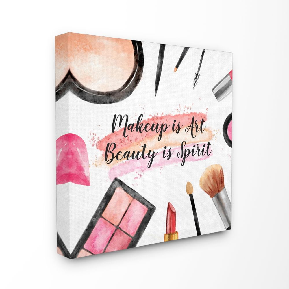 Stupell Industries Makeup Is Art Fashion Modern Watercolor Word Design XL Canvas Wall Art by Ziwei Li