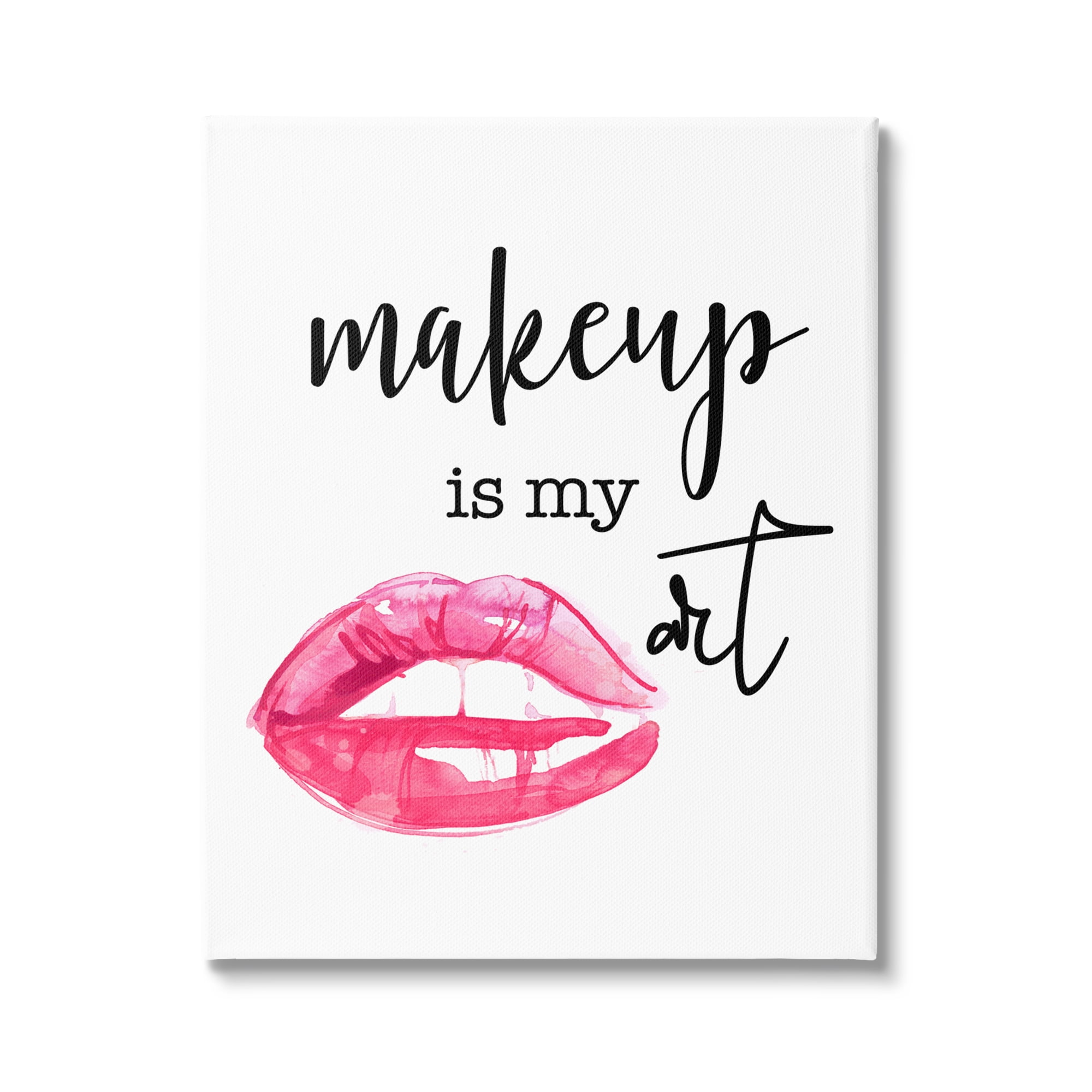 Stupell Industries Makeup Is My Art Glam Lips Typography Style Graphic Art Gallery Wrapped Canvas Print Wall Art, Design by Daniela Santiago