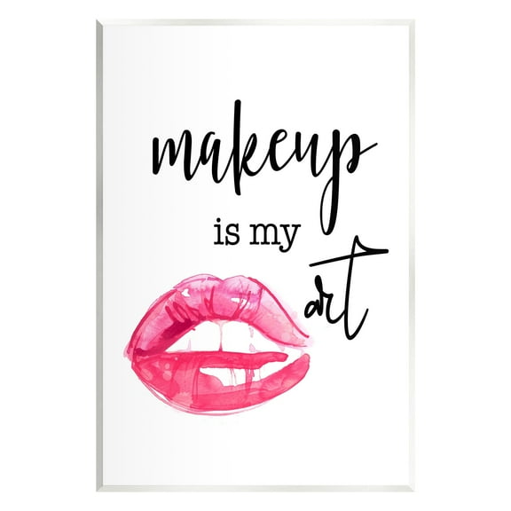 Stupell Industries Makeup Is My Art Glam Lips Typography Style Graphic Art Unframed Art Print Wall Art, Design by Daniela Santiago