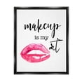 thumbnail image 1 of Stupell Industries Makeup Is My Art Glam Lips Typography Style Graphic Art Jet Black Floating Framed Canvas Print Wall Art, Design by Daniela Santiago, 1 of 6