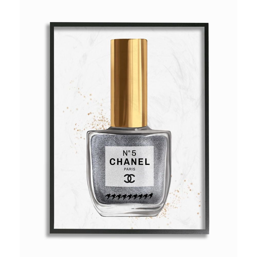 Stupell Industries Makeup Nail Polish Black Gold Fashion Design Framed Wall Art by Ziwei Li