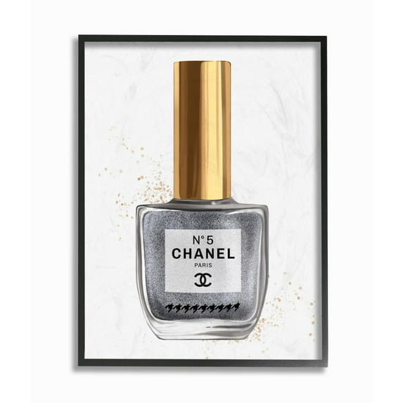 Stupell Industries Makeup Nail Polish Black Gold Fashion Design Framed Wall Art by Ziwei Li