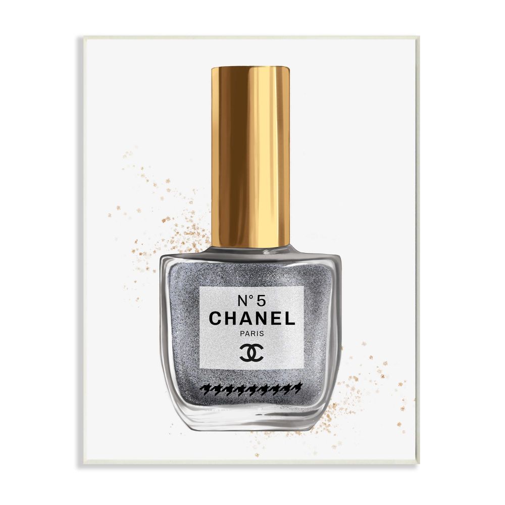Stupell Industries Makeup Nail Polish Black Gold Fashion Design Wall Plaque by Ziwei Li