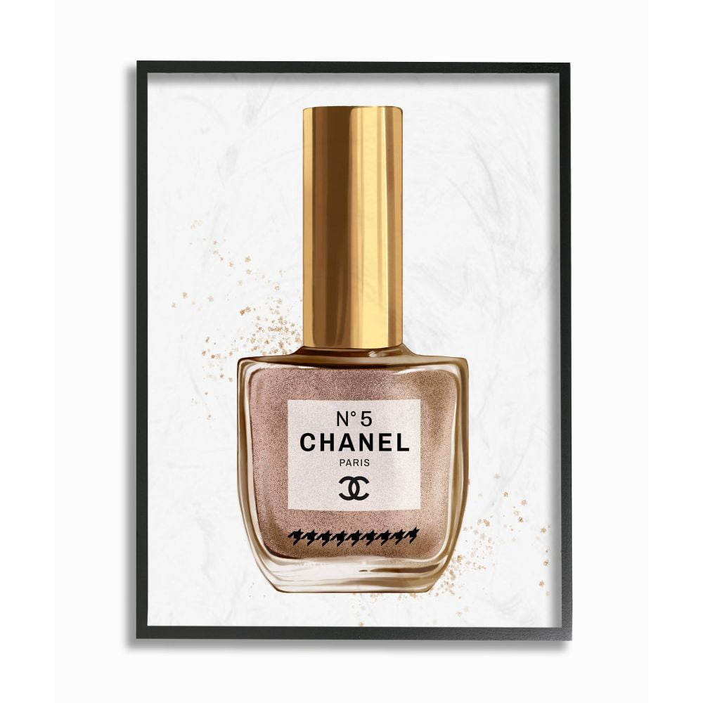 Stupell Industries Makeup Nail Polish Brown Gold Fashion Design Framed Wall Art by Ziwei Li