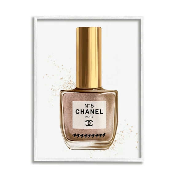 Stupell Industries Makeup Nail Polish Brown Gold Fashion Design Graphic Art White Framed Art Print Wall Art, 24x30, by Ziwei Li