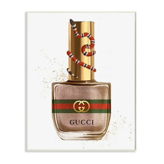 Stupell Industries Makeup Nail Polish Brown Gold Snake Fashion Design Wall Plaque by Ziwei Li