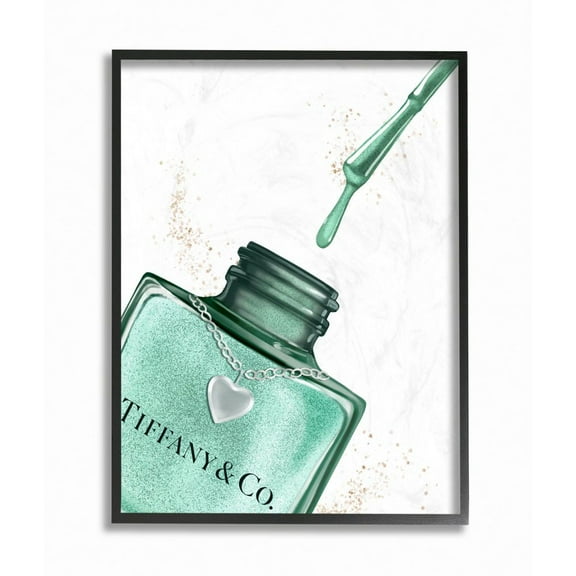 Stupell Industries Makeup Nail Polish Brush Cyan Drip Fashion Design Framed Wall Art by Ziwei Li