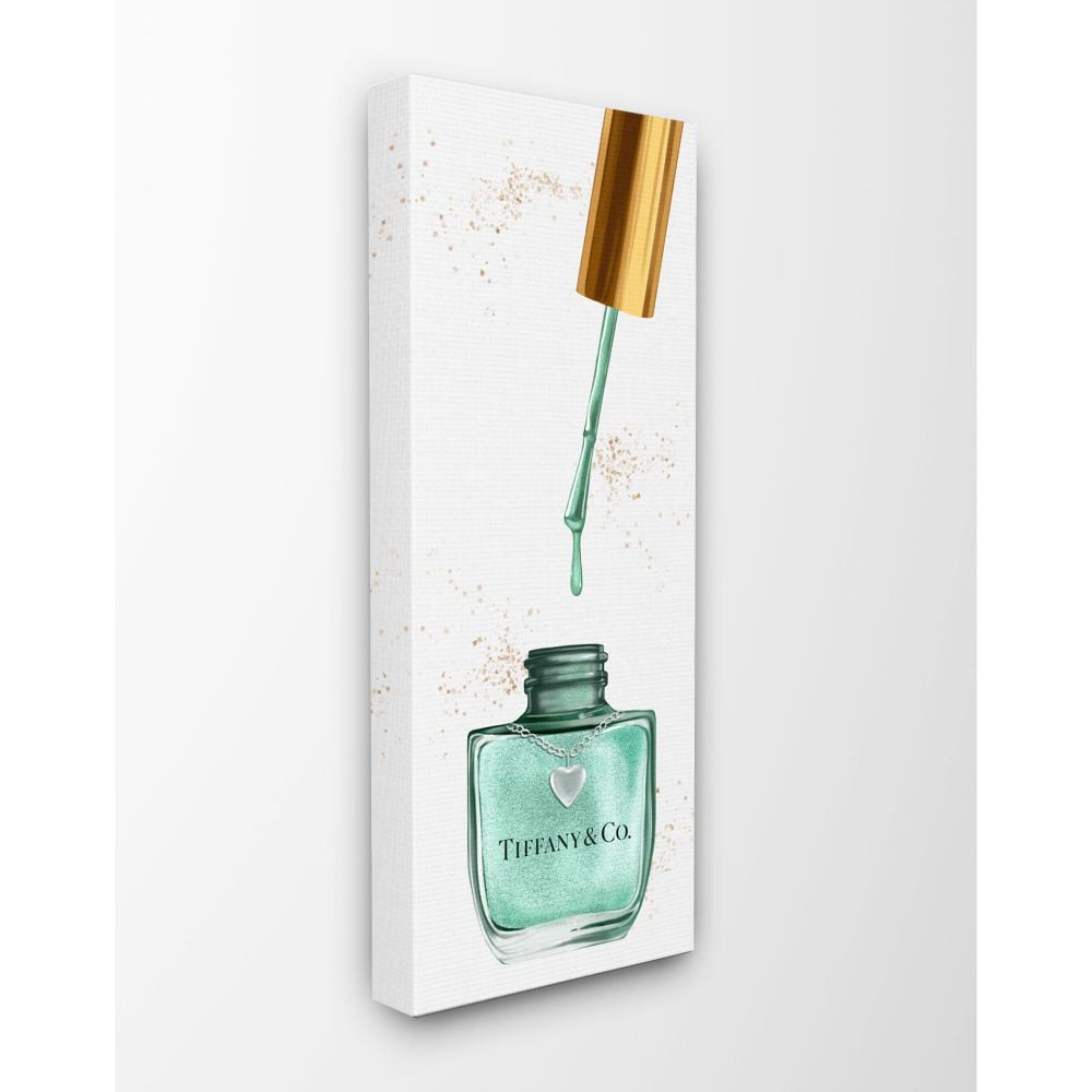 Stupell Industries Makeup Nail Polish Brush Cyan Gold Fashion Design Canvas Wall Art by Ziwei Li