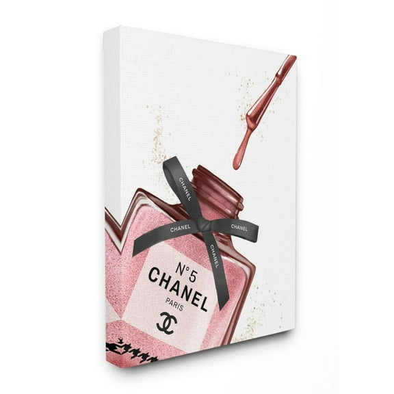 Stupell Industries Makeup Nail Polish Brush Drip Pink Fashion Design Canvas Wall Art by Ziwei Li