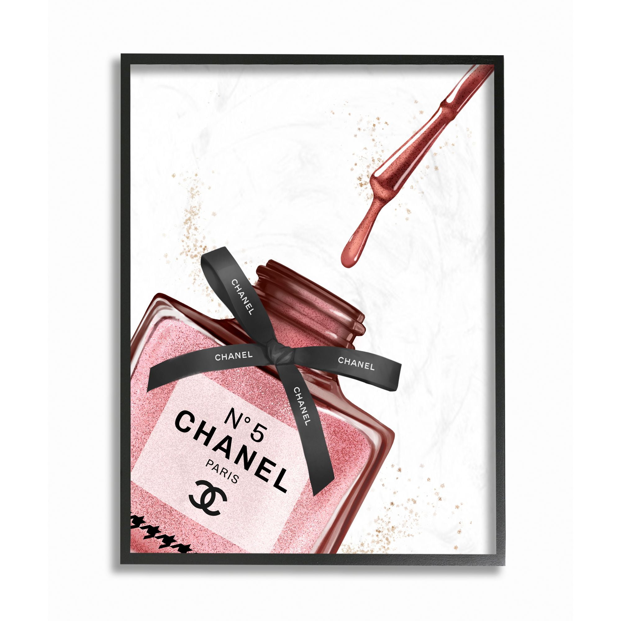 Stupell Industries Makeup Nail Polish Brush Drip Pink Fashion Design Framed Wall Art by Ziwei Li
