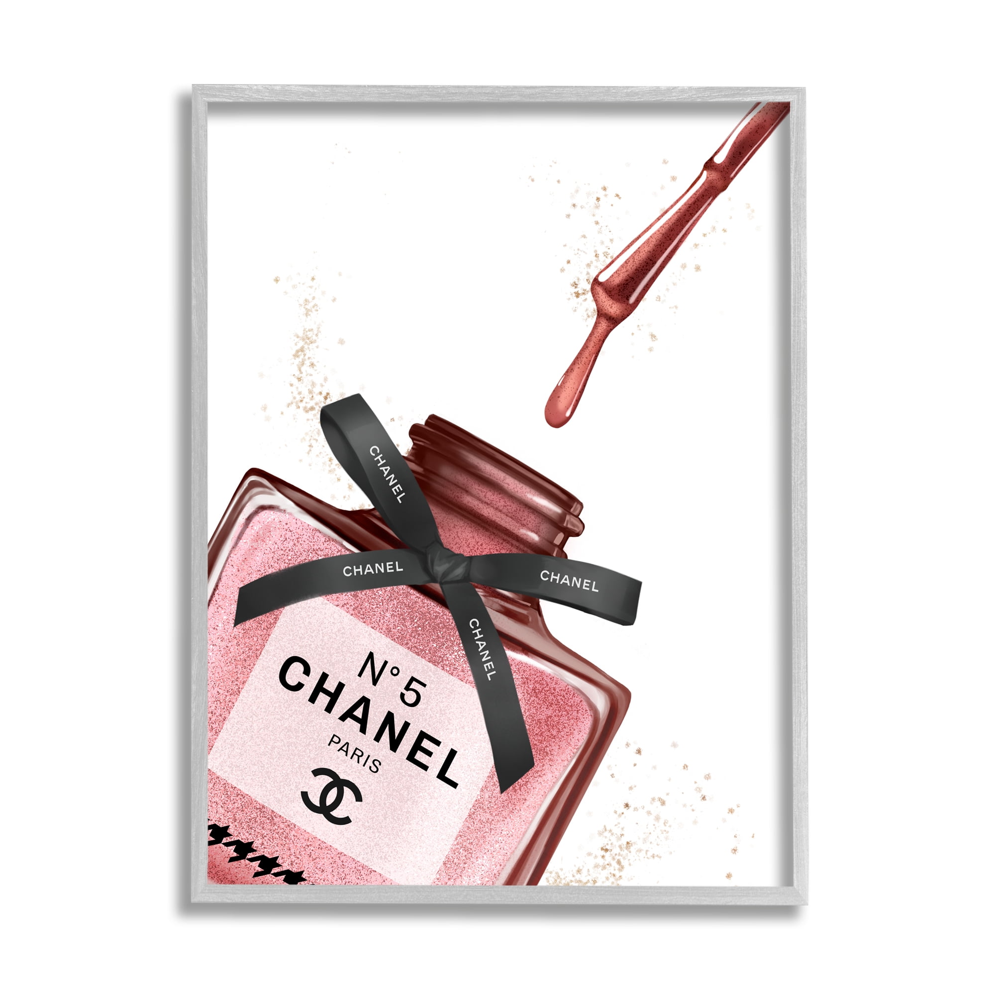 Stupell Industries Makeup Nail Polish Brush Drip Pink Fashion Design Graphic Art Framed Art Print Wall Art, 11x14, By Ziwei Li